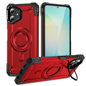 Противоударный чехол MagSafe Lens Holder PC Hybrid TPU для Samsung Galaxy A06 - красный