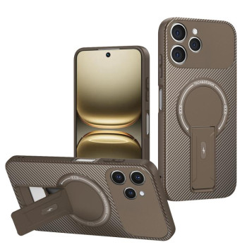 Противоударный чехол Carbon Fiber Texture (MagSafe) на Tecno Spark 40 4G — коричневый