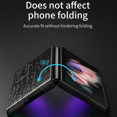 Противоударный чехол Crocodile Texture для Samsung Galaxy Z Fold 3 - синий