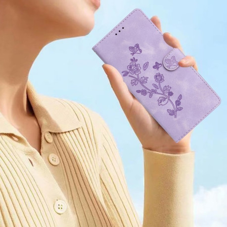 Чохол-книжка Flower Butterfly Embossing  для Samsung Galaxy S25 Ultra 5G - фіолетовий
