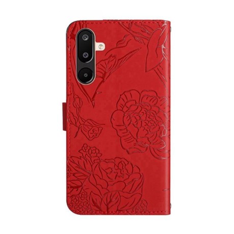 Чехол-книжка Embossed Butterfly для Samsung Galaxy M16 5G - красный