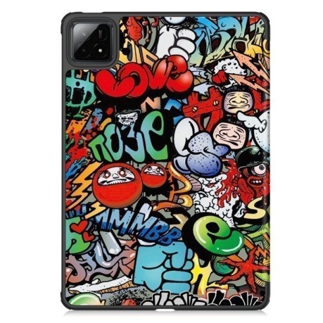 Чехол-книжка Custer Painted 3-Fold Stand Leather Smart для Xiaomi Pad 7 / 7 Pro - Graffiti