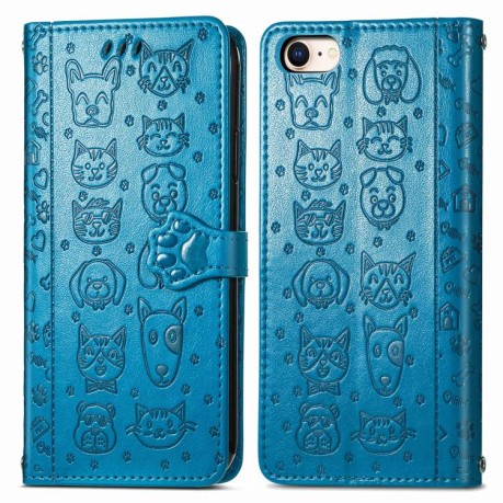 Чехол-книжка Cat and Dog для iPhone 16e - синий