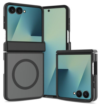 Чехол Skin Feel TPU Hybrid PC Magnetic с мягким покрытием, магнитом и крышкой петли на Samsung Galaxy Flip8 5G — чёрный