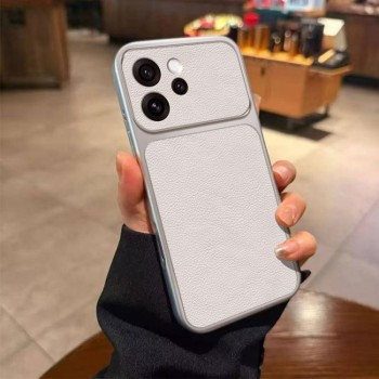 Чехол Large Window Leather Textured Coated TPU на OPPO Reno15 F — белый