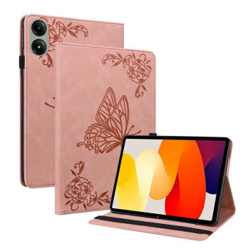 Чехол-книжка Butterfly Flower Embossed Leather на Xiaomi Redmi Pad 2 / Xiaomi Redmi Pad SE 11 2025 - золото