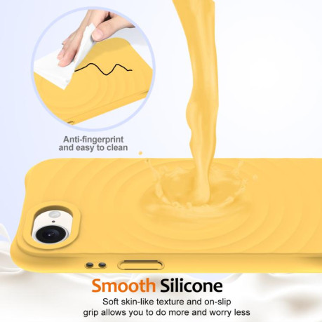 Противоударный чехол Wave Texture MagSafe Magnetic Liquid Silicone для iPhone 16e - желтый