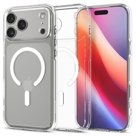 Оригинальный прозрачный чехол Spigen Ultra Hybrid с MagSafe на iPhone 17 Pro - Clear and White