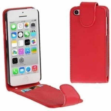Кожаный флип чехол со слотом для кредитных карт на iPhone 5C(Red)