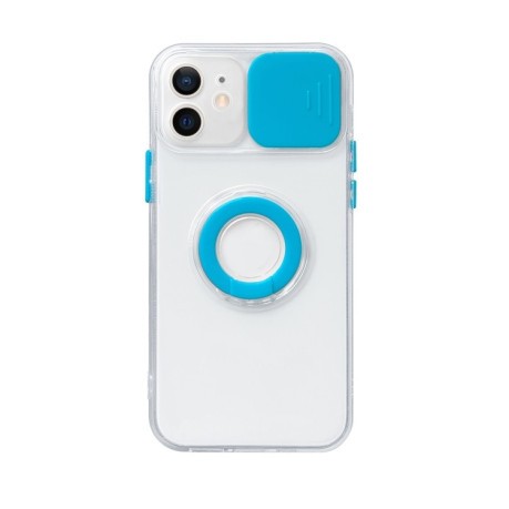 Противоударный чехол Sliding Camera with Ring Holder для iPhone 14/13 - прозрачно- синий