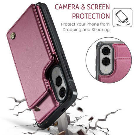 Чохол CaseMe C22 Card Slots Holder RFID Anti-theft для Samsung Galaxy S25 Edge 5G - червоний