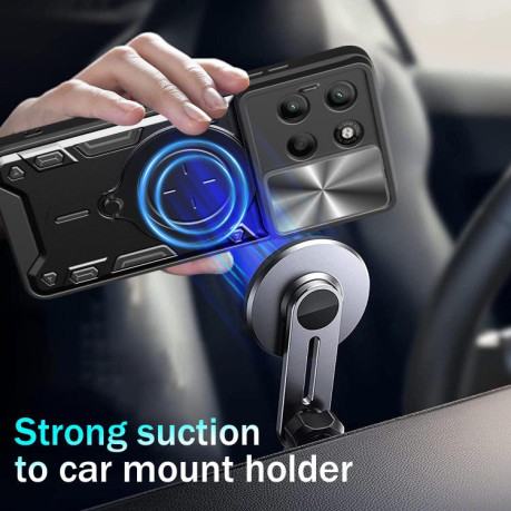 Противоударный чехол CD Texture Sliding Camshield Magnetic Holder на Motorola Moto G15 - фиолетовый