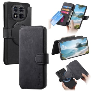 Чехол-книжка CaseNeo MagSafe RFID Anti-theft Retro Leather для Poco 8 Pro/Redmi Note 15 Pro+ 5G Global 163.3mm — чёрный
