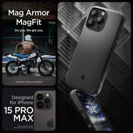 Оригінальний чохол Spigen Mag Armor MagSafe для iPhone 15 Pro Max - Matte Black