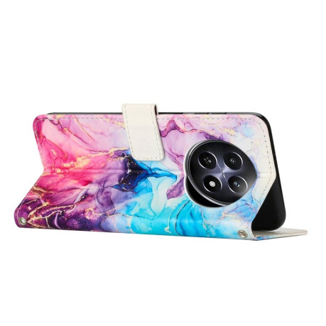 Чехол-книжка Painted Marble Pattern для Realme 12 5G / 13 5G Global - розово-фиолетовый