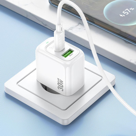 Быстрая зарядка Hoco CS55A Surplus PD30W+QC3.0 (1USB-A/1C) - белая