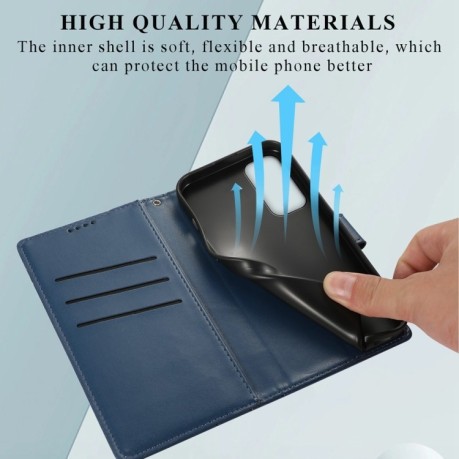 Чехол-книжка противоударная PU Genuine Leather Texture Embossed Line для Samsung Galaxy A35 - синий