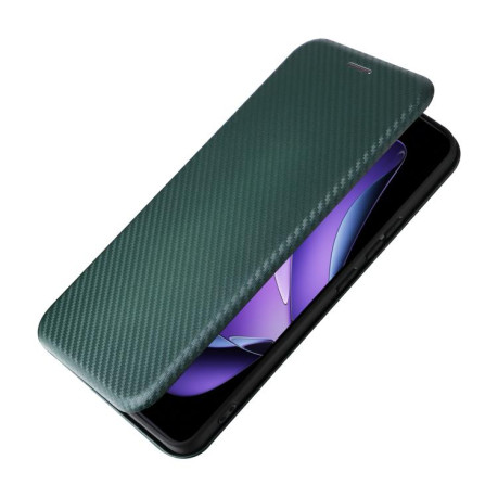 Чехол-книжка Carbon Fiber Texture на OPPO Reno13 F/Reno13 FS - зеленый