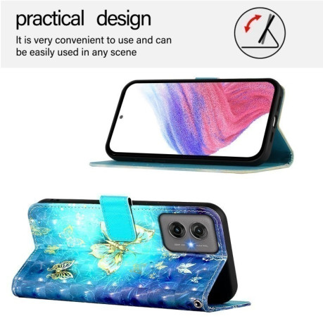 Чехол-книжка 3D Painting для Motorola Moto G55 - Butterfly