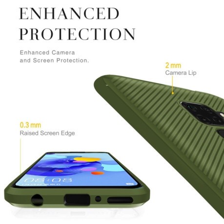 Противоударный чехол Carbon Fiber Texture на Xiaomi Redmi Note 10 Pro - зеленый