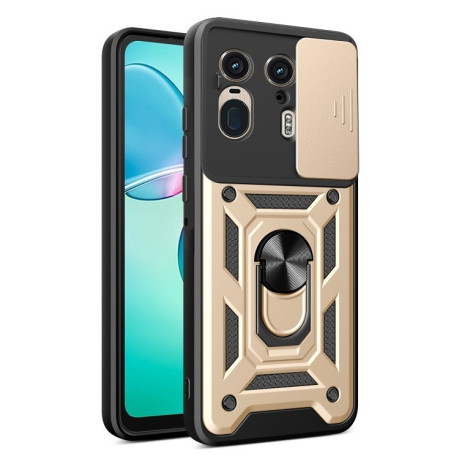 Противоударный чехол Camera Sliding для Motorola Edge 50 Ultra - золотой