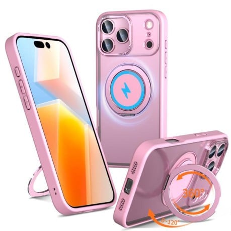 Чехол Kalebol с подставкой 360 и MagSafe на iPhone 17 Pro - розовый