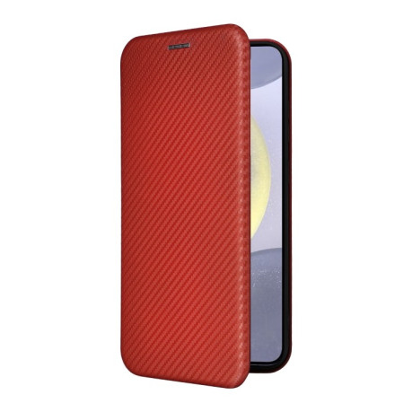 Чохол-книжка Carbon Fiber Texture  для Samsung Galaxy S25 5G - коричневий