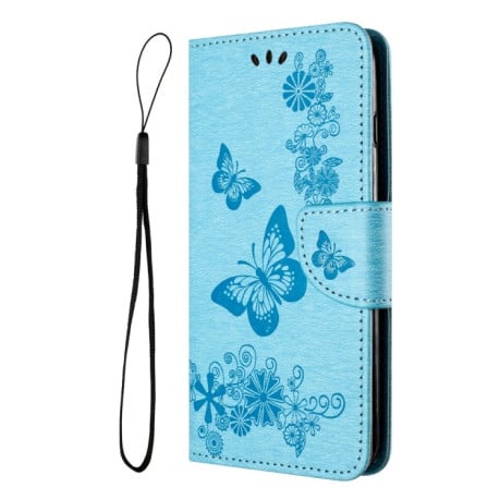 Чехол-книжка Embossed Butterfly для Samsung Galaxy A05s - синий