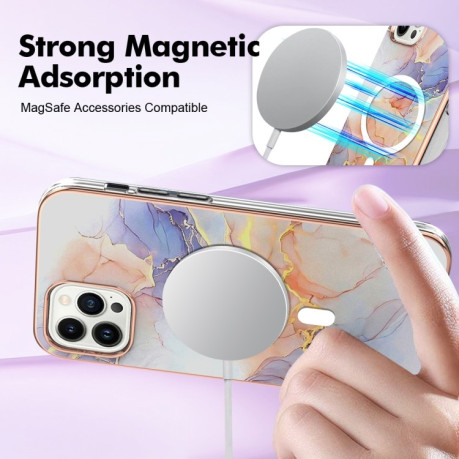 Протиударний чохол Marble Pattern Dual-side IMD Magsafe для iPhone 15 Pro - Marble