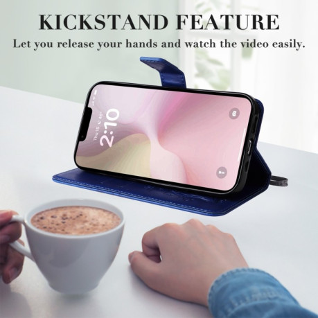 Чехол-книжка Embossed Butterfly для iPhone 16e - синий