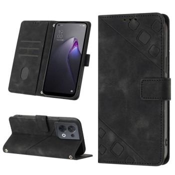 Чехол-книжка Skin-feel Embossed для OPPO Reno 8 5G - черный