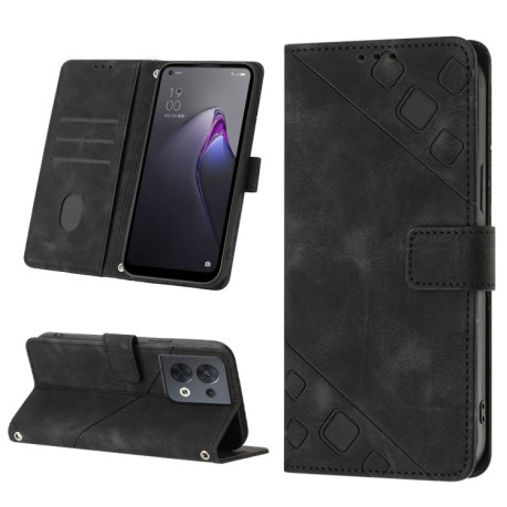 Чехол-книжка Skin-feel Embossed для OPPO Reno 8 5G - черный