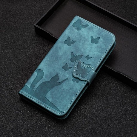 Чехол-книжка Cat Embossing Pattern на Xiaomi Redmi Note 13 4G - голубой