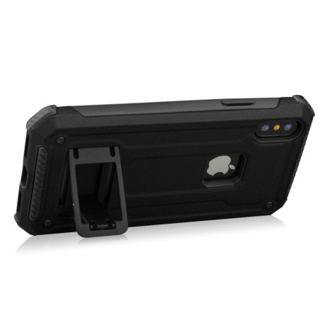Противоударный чехол с держателем Armor Protective Case на iPhone XS Max черный