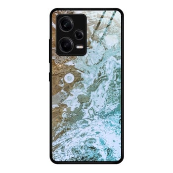 Противоударный стеклянный чехол Marble Pattern Glass на Xiaomi Redmi Note 12 Pro 5G - Beach