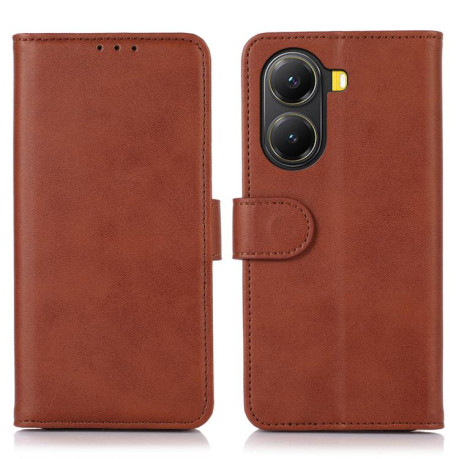 Чехол-книжка Cow Texture для Xiaomi Poco X7 Pro - коричневый