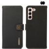 Кожаный чехол-книжка KHAZNEH Custer Genuine для Samsung Galaxy A35 5G - черный