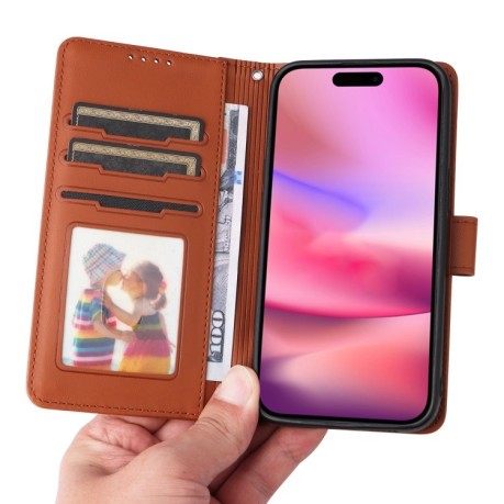 Чехол-книжка BETOPNICE BN-005 2 in 1 Detachable Imitate Genuine Leather для iPhone 16 - коричневый