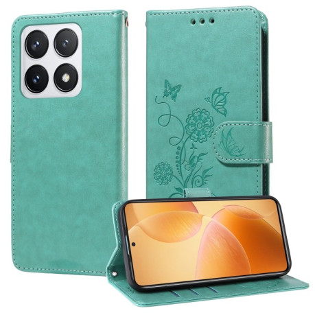 Чохол-книжка Embossed Butterfly для Xiaomi 14T Pro - зелений