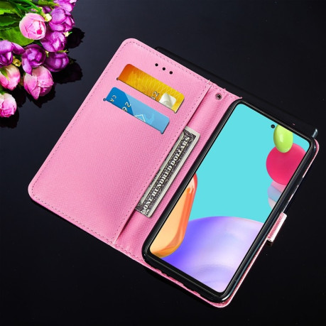 Чехол-книжка Cross Texture Painting на Samsung Galaxy A52/A52s - Pink Butterfly