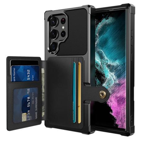 Противоударный чехол Magnetic Wallet Card для Samsung Galaxy S23 Ultra 5G - черный