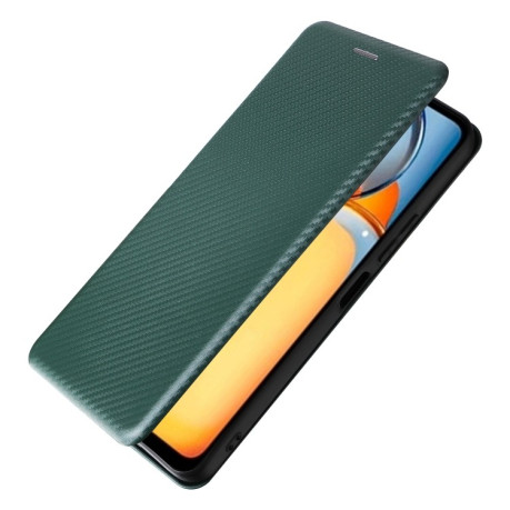 Чехол-книжка Carbon Fiber Texture на Xiaomi Redmi 13C/Poco C65 - зеленый