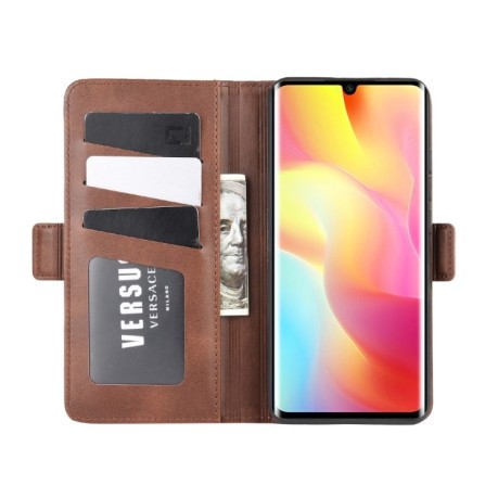 Чехол-книжка Dual-side Magnetic Buckle для Xiaomi Mi Note 10 Lite - коричневый