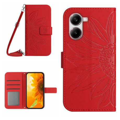 Чехол-книжка Skin Feel Sun Flower для Xiaomi Poco X7 Pro - красный