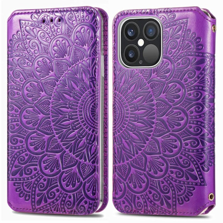 Чехол-книжка Blooming Mandala для iPhone 13 Pro - фиолетовый