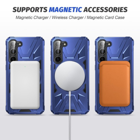 Противоударный чехол HTM MagSafe Magnetic Shockproof Phone Case with Ring Holder для Samsung Galaxy S24 5G - синий