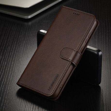 Чохол книжка LCIMEEKE Calf Texture для Samsung Galaxy A16 5G - кавовий