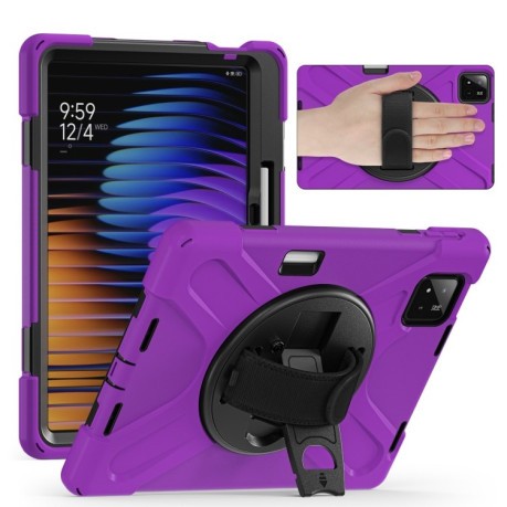 Чехол Rotatable Holder Silicone Hybrid PC для Xiaomi Pad 7 / 7 Pro - фиолетовый