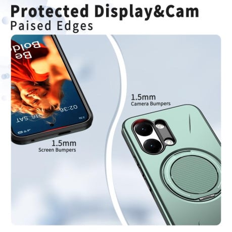 Чохол Metal Rotation Holder MagSafe TPU Hybrid PC з металевим поворотним тримачем і MagSafe на Xiaomi Redmi Turbo 5 Max 5G / Poco X8 Pro Max 5G — сіро-зелений