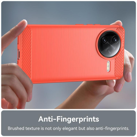 Противоударный чехол Brushed Texture Carbon Fiber на Xiaomi Poco F7 Ultra - красный
